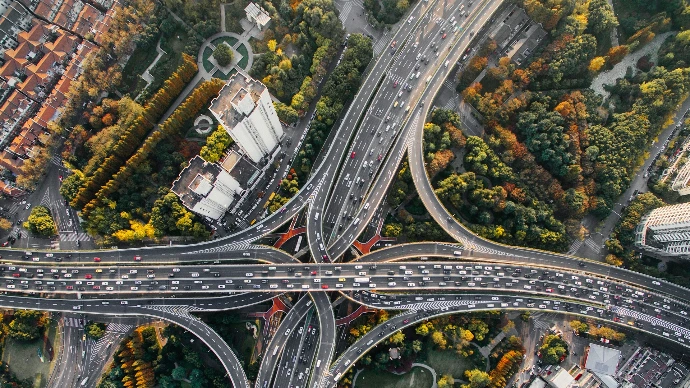 aerial photography of concrete roads
